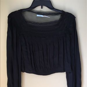 Long Sleeved Urban Outfitters Black Boho Crop Top